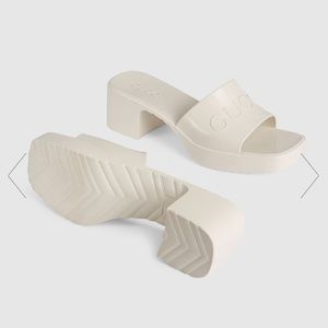 Gucci Rubber Slide Sandals - white
